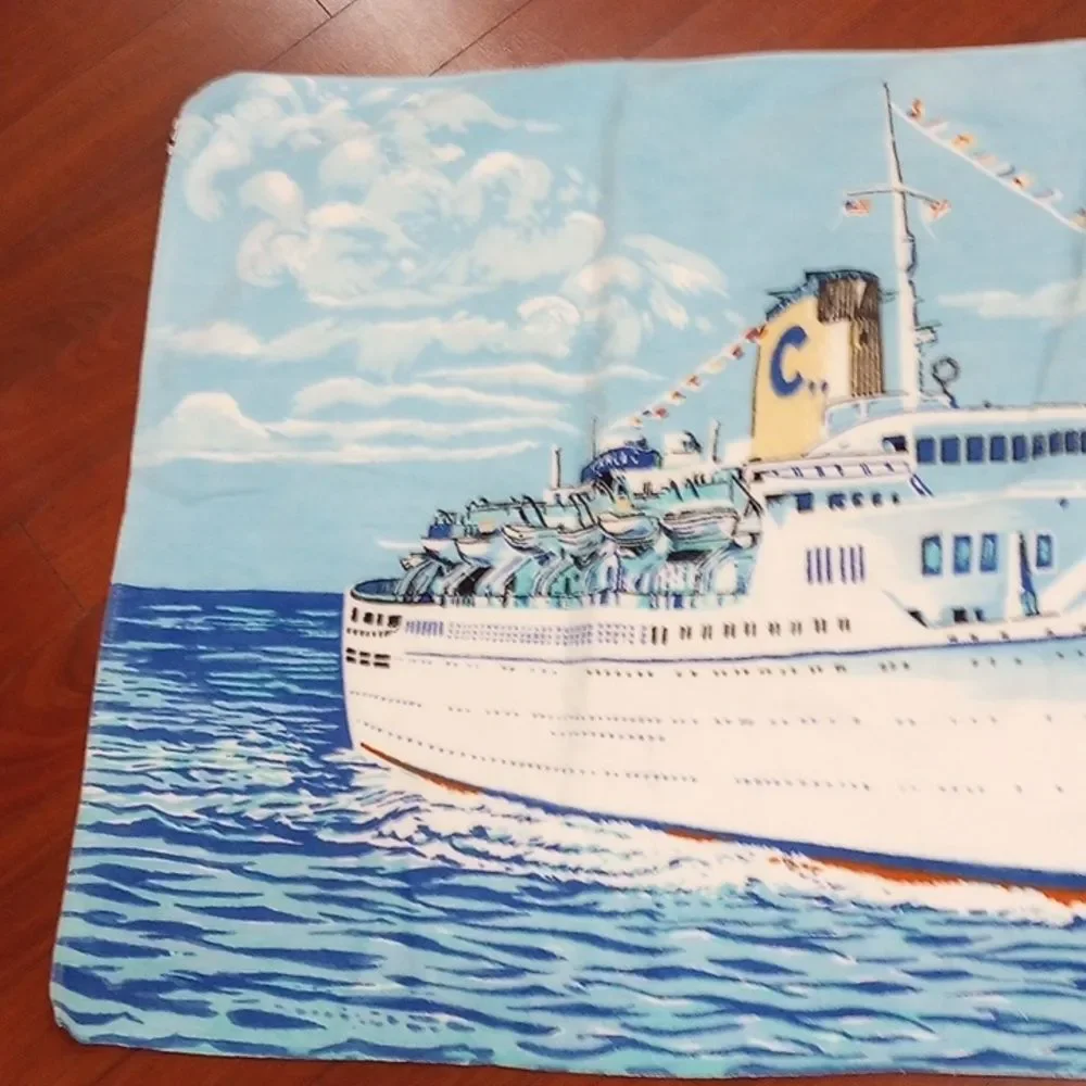 Carla C. Sailing Ship Beach Towel, Vintage 1980s!